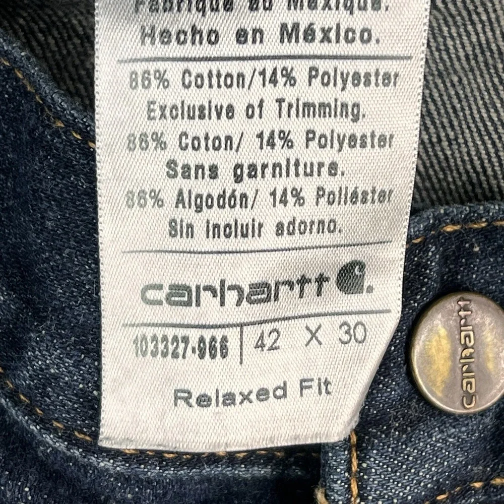 Carhartt Jeans‎ Mens 42x30 Denim Carpenter Workwear Pants Utility Relaxed Fit